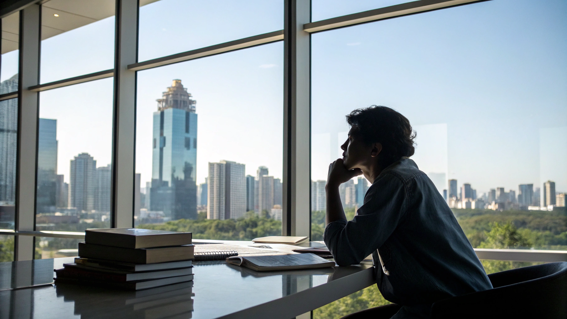 Person looking out a window thoughtfully